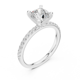 Gold Ring DDLR-040, Cushion center stone, White Gold, view 2