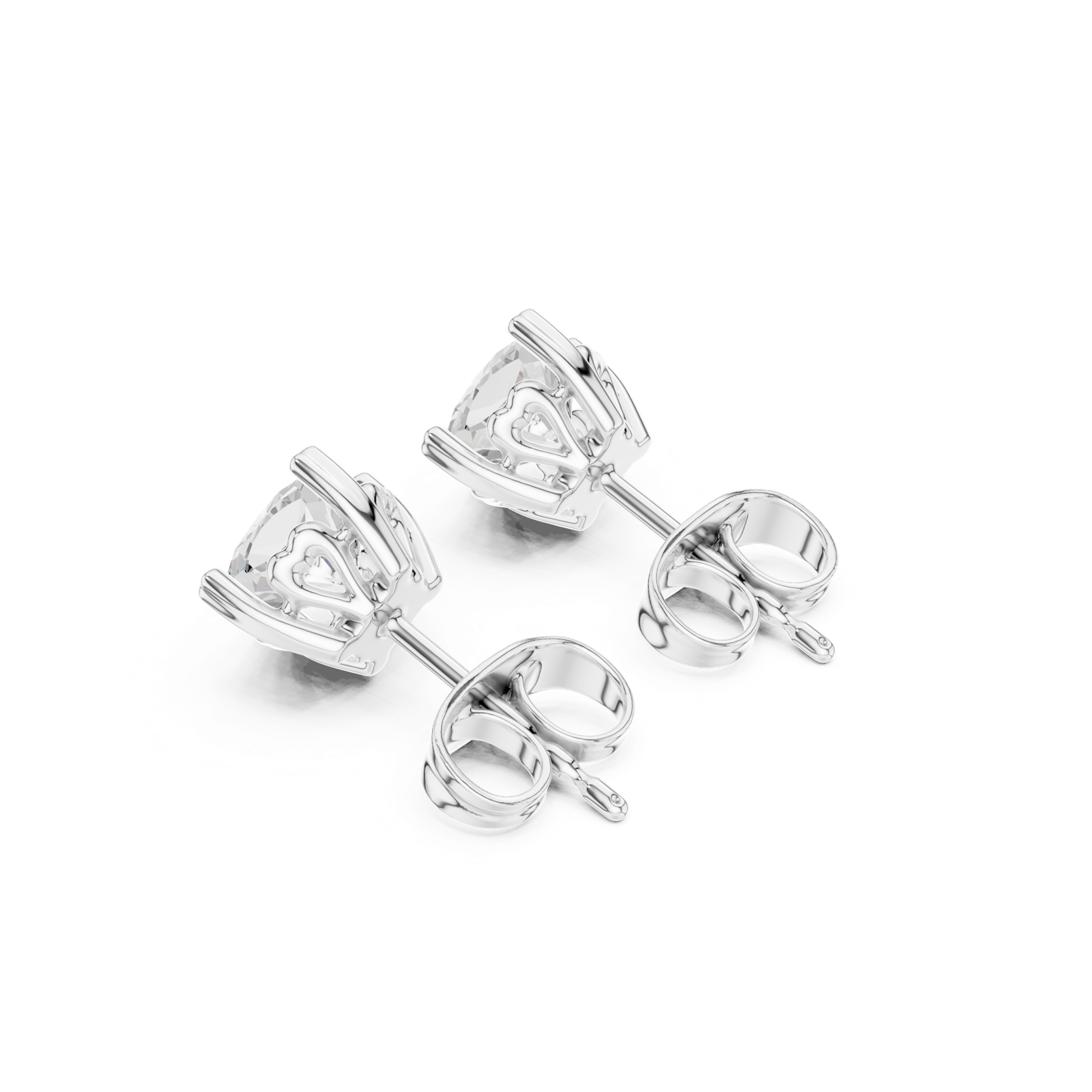14K Solid Gold Lab Diamond Stud Earrings, White Gold, view 2