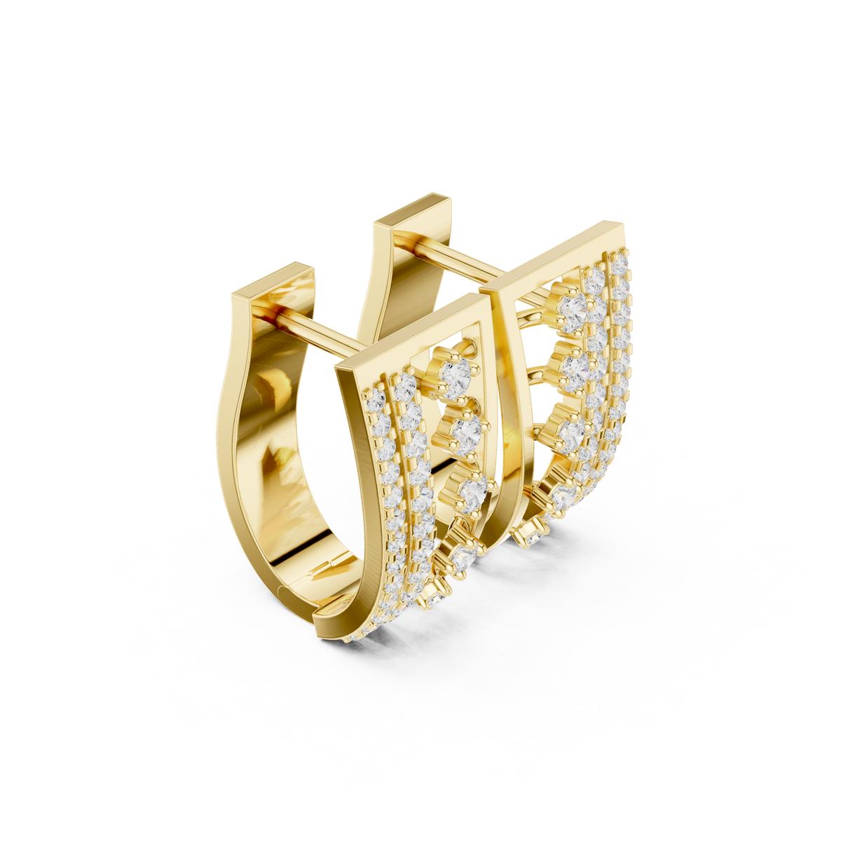 14K Solid Gold Lab Diamond Cluster Earrings, Yellow Gold, view 1