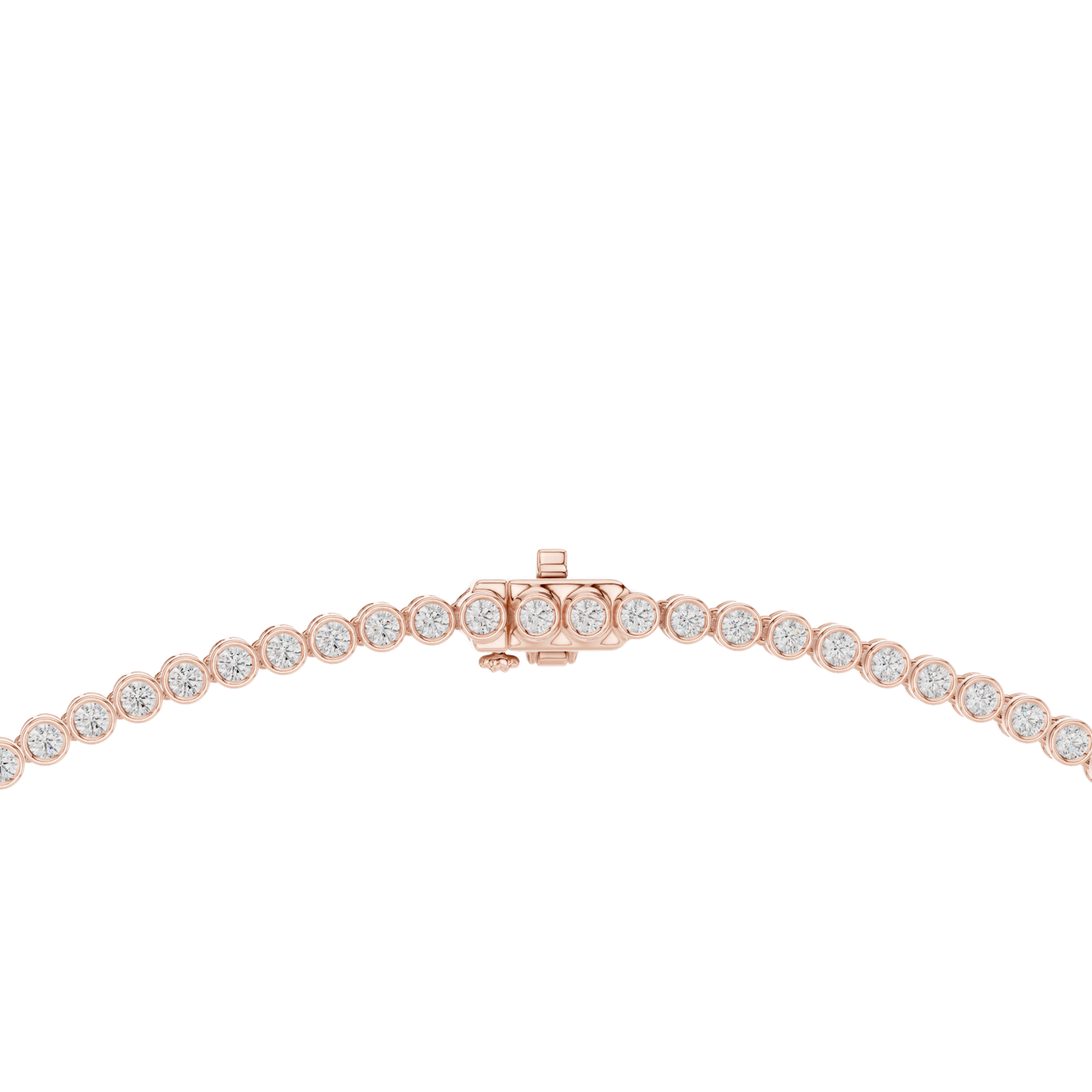 14K Solid Gold Lab Diamond Tennis Necklace, Rose Gold, view 4