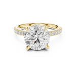 Gold Ring DDLR-259, Round center stone, Yellow Gold, view 4