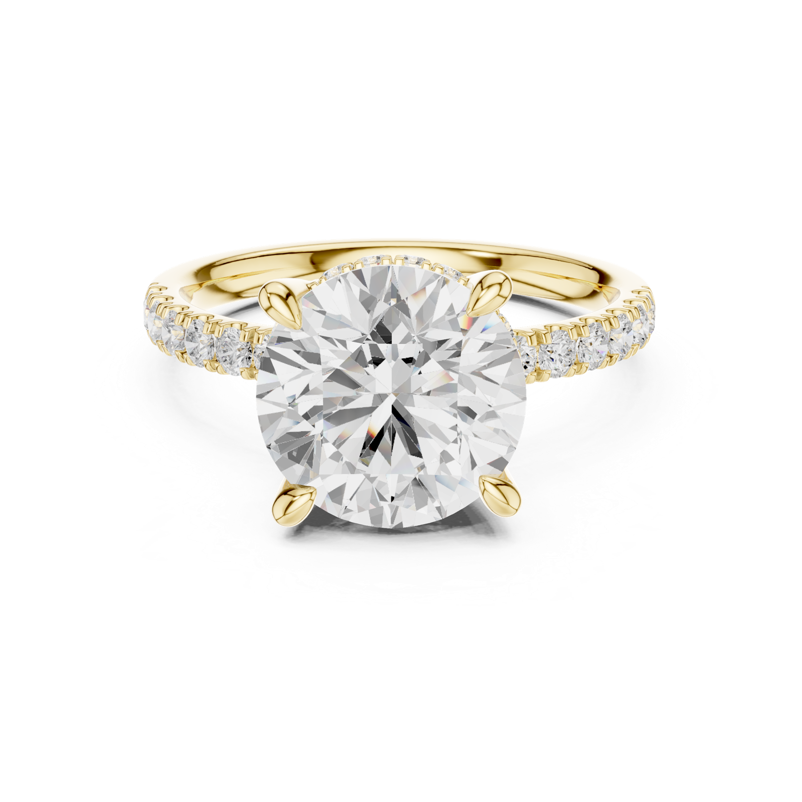 Gold Ring DDLR-259, Round center stone, Yellow Gold, view 4