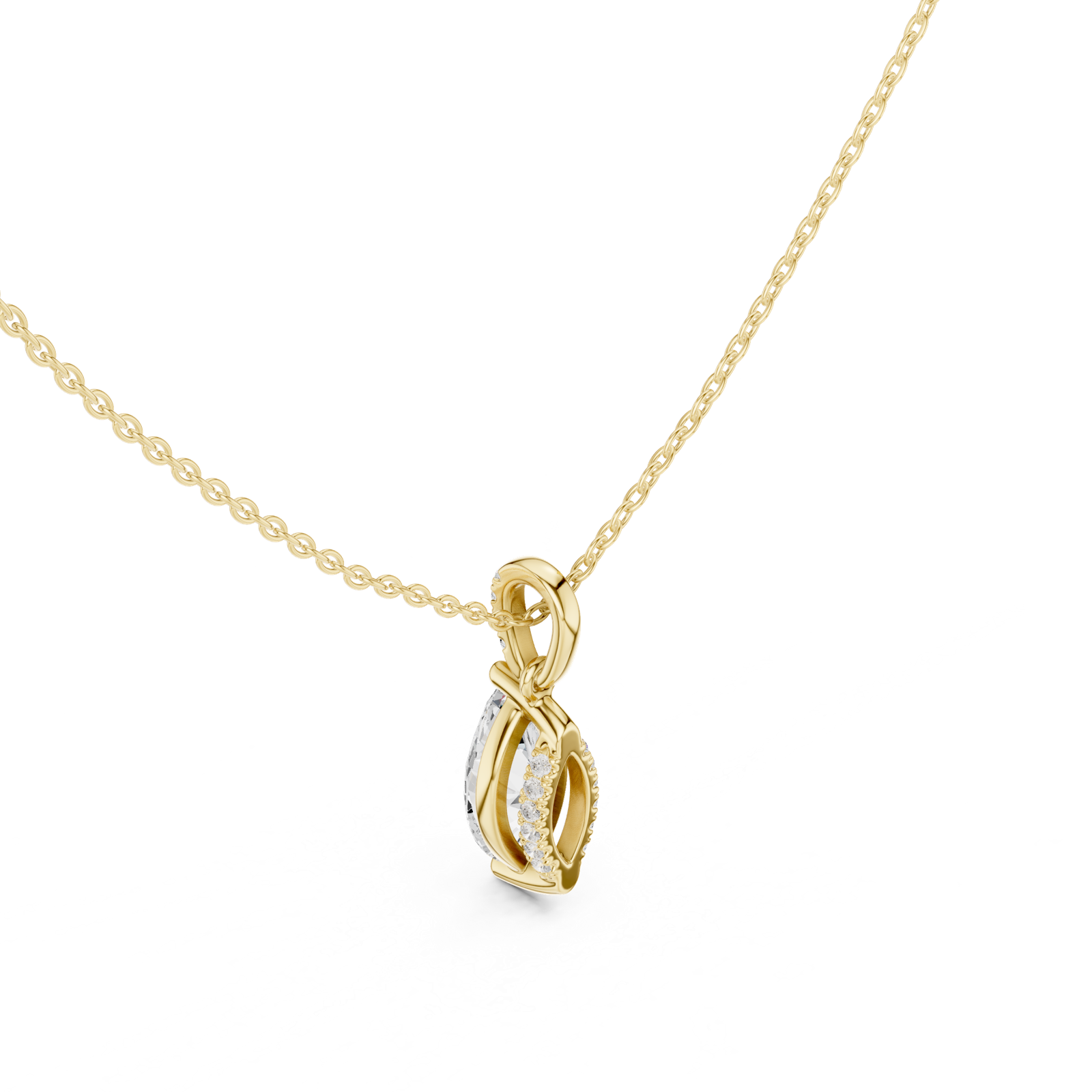 Gold Jewelry DDPO-009, Marquise center stone, Yellow Gold, view 2