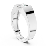 14K Solid Gold Lab Diamond Signet Ring, White Gold, view 1