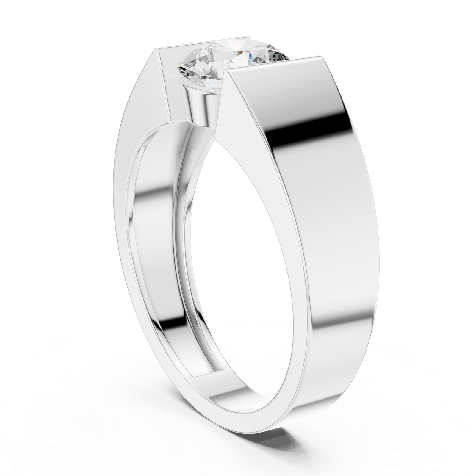 14K Solid Gold Lab Diamond Signet Ring, White Gold, view 1