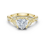 Gold Ring DDLR-257, Heart center stone, Yellow Gold