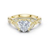 Gold Ring DDLR-257, Heart center stone, Yellow Gold