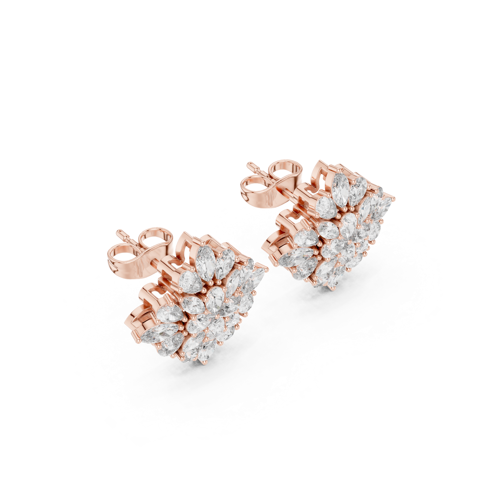 Gold Earrings AGDER-234, Rose Gold, view 2