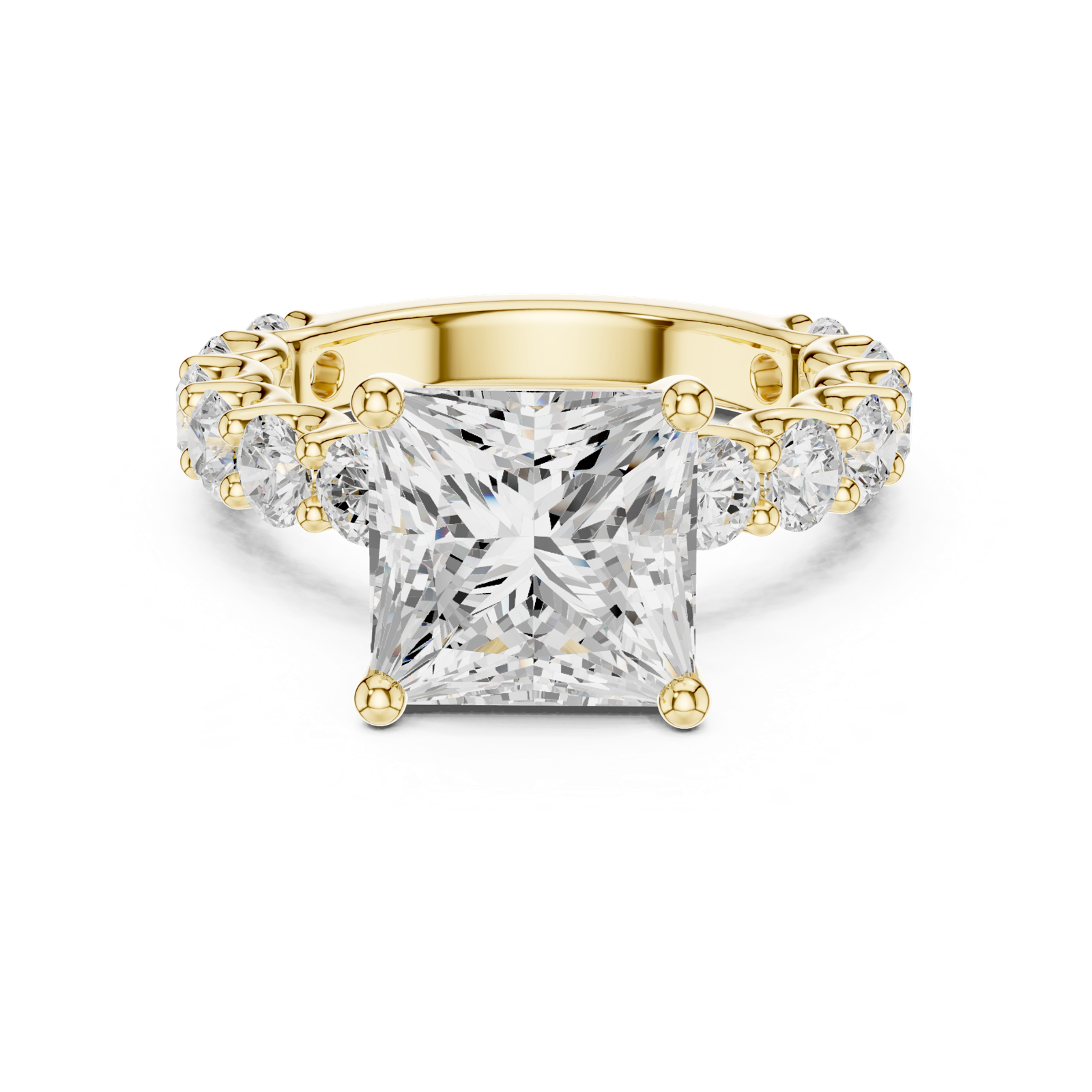 Gold Ring DDLR-087, Princess center stone, Yellow Gold, view 4