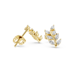 14K Solid Gold Lab Diamond Leaf Drop Earrings, Yellow Gold, view 1