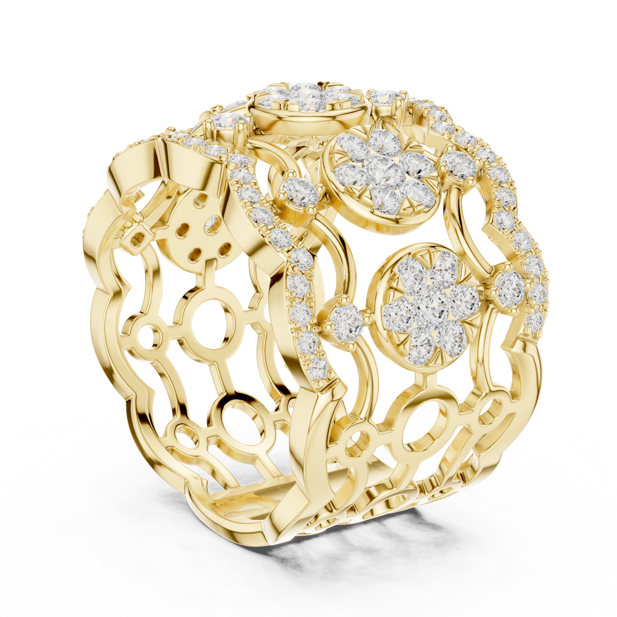 14K Solid Gold Lab Diamond Vintage Ring, Yellow Gold, view 1