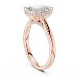 Gold Ring DDLR-163, Emerald center stone, Rose Gold, view 1