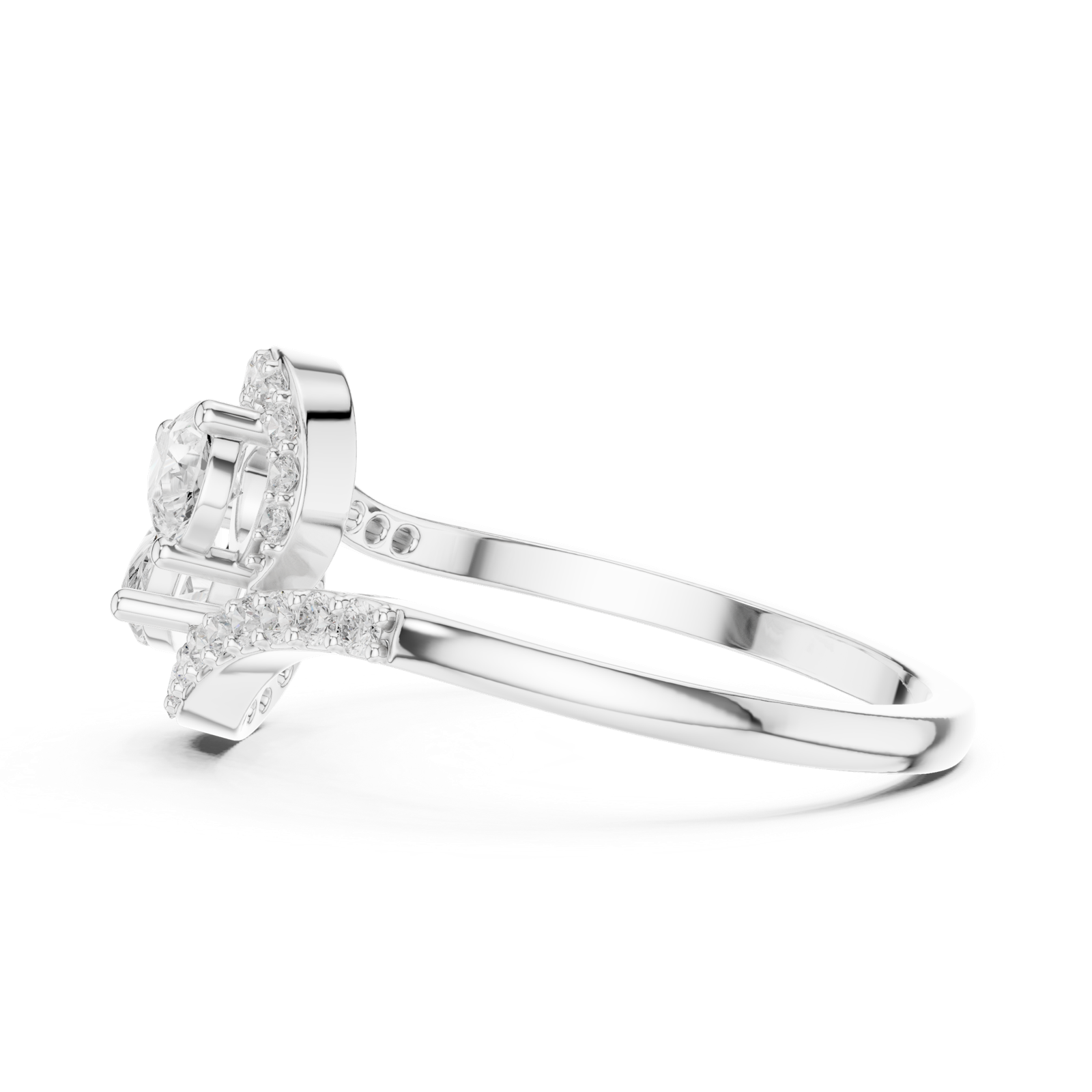 Gold Ring HLR-175, White Gold, view 3