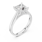 Gold Jewelry L36-18, Princess center stone, White Gold, view 2