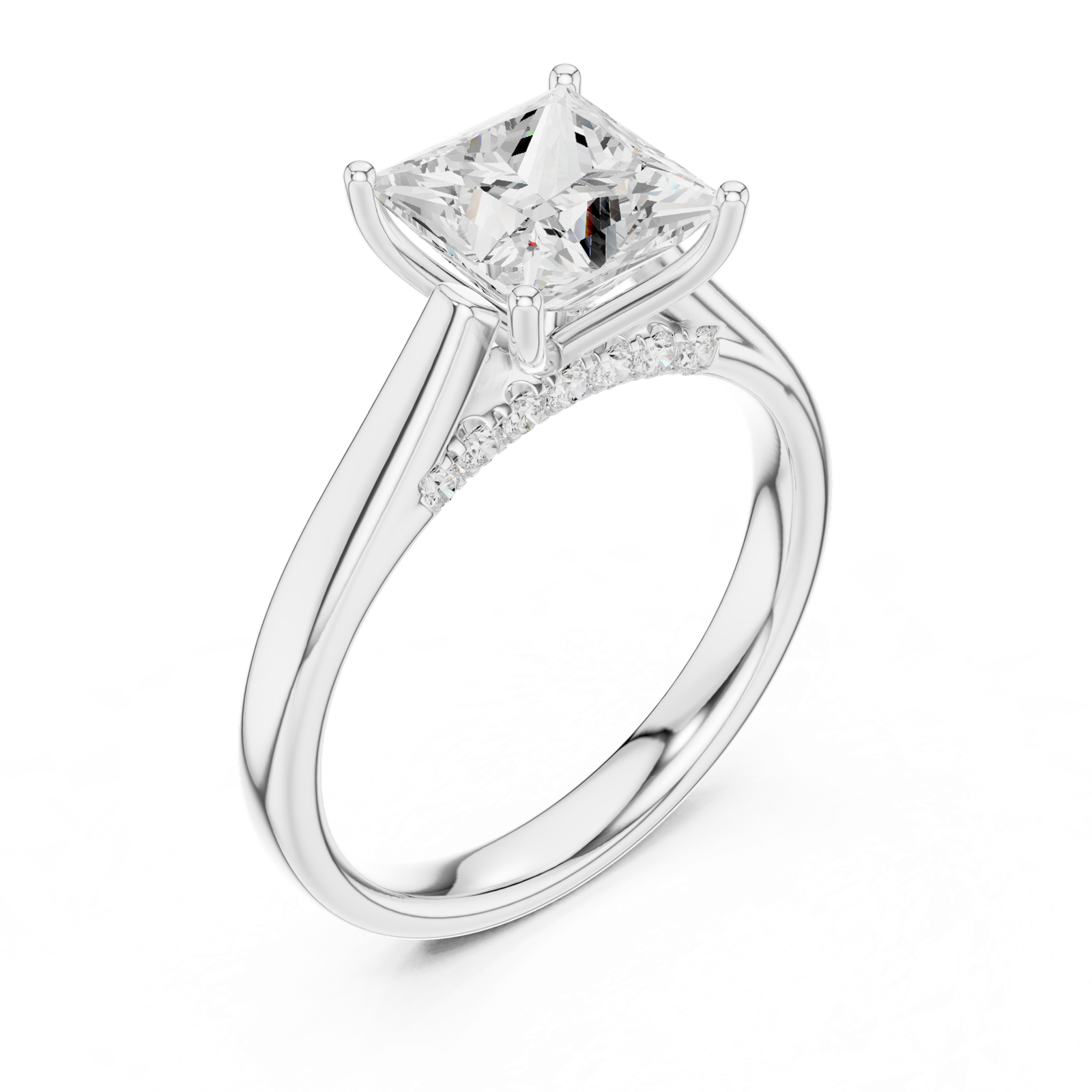 Gold Jewelry L36-18, Princess center stone, White Gold, view 2