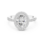 Gold Ring DDLR-349, Oval center stone, White Gold, view 4