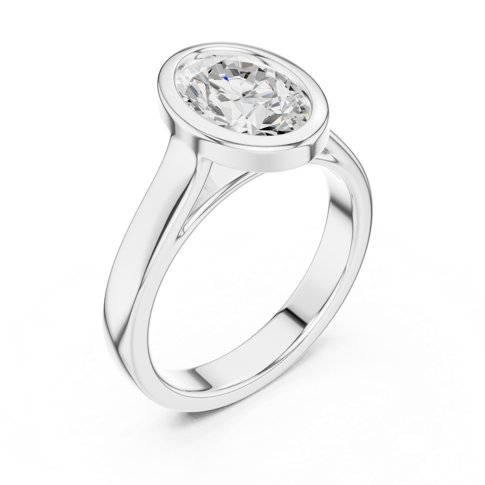 Gold Jewelry L36-3, Oval center stone, White Gold, view 2