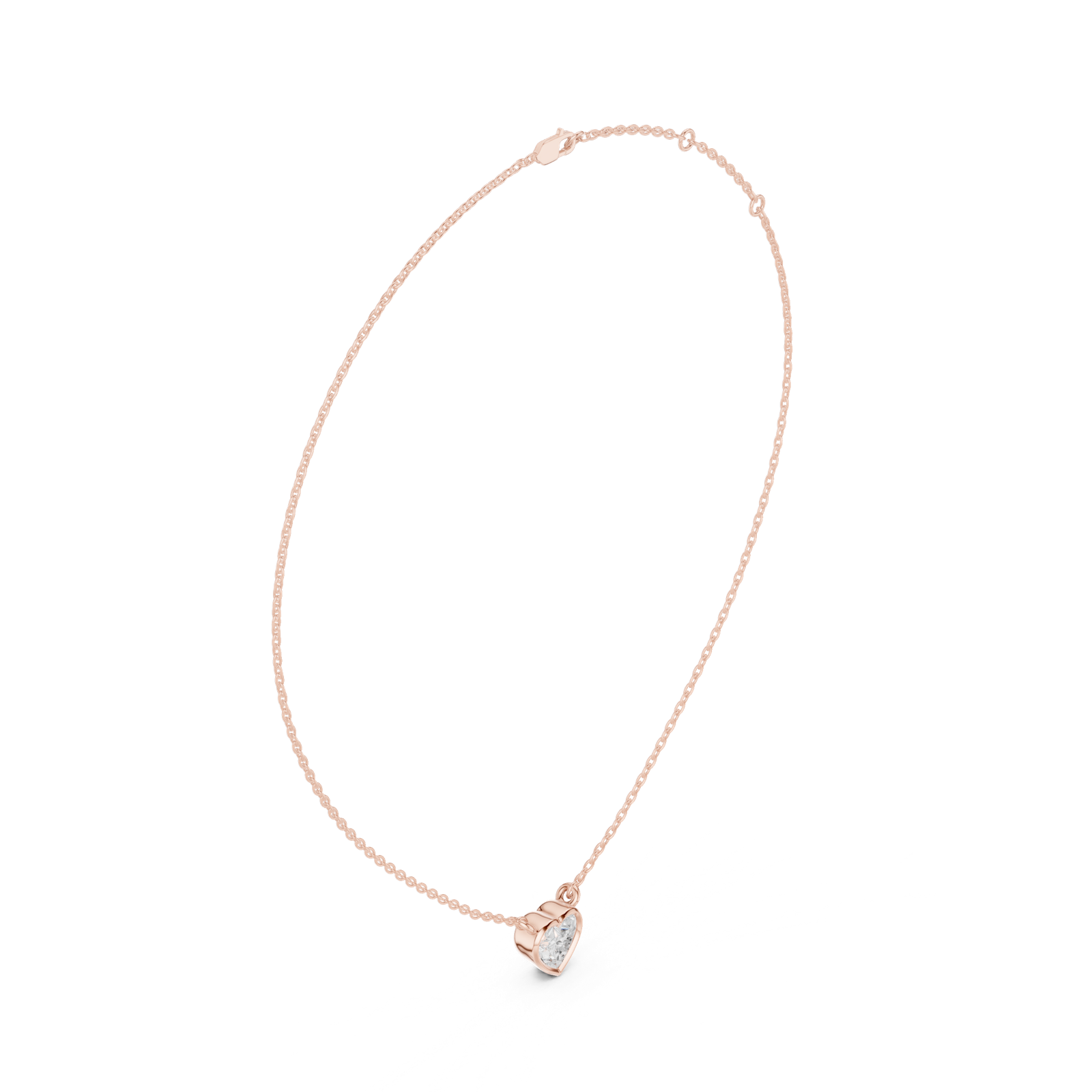 Gold Jewelry, Heart center stone, Rose Gold, view 1