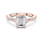 Gold Ring, Emerald center stone, Rose Gold, view 4
