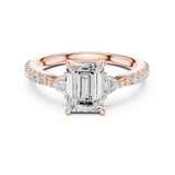 Gold Ring, Emerald center stone, Rose Gold, view 4