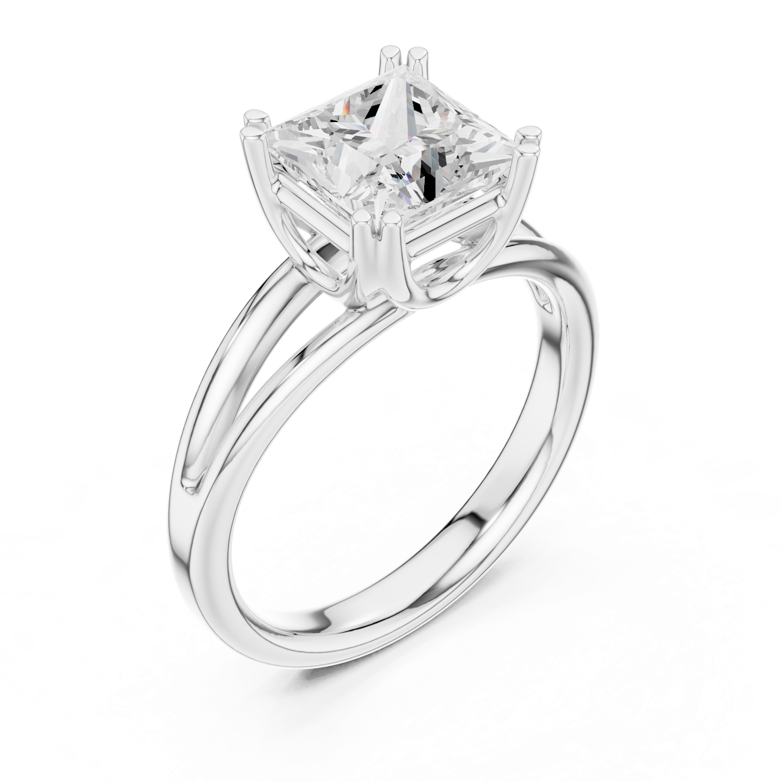 Gold Jewelry L36-7, Princess center stone, White Gold, view 2