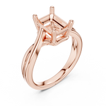 Gold Twisted Band Solitaire Engagement Ring, Emerald center stone, Rose Gold, view 2