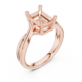 Gold Twisted Band Solitaire Engagement Ring, Emerald center stone, Rose Gold, view 2