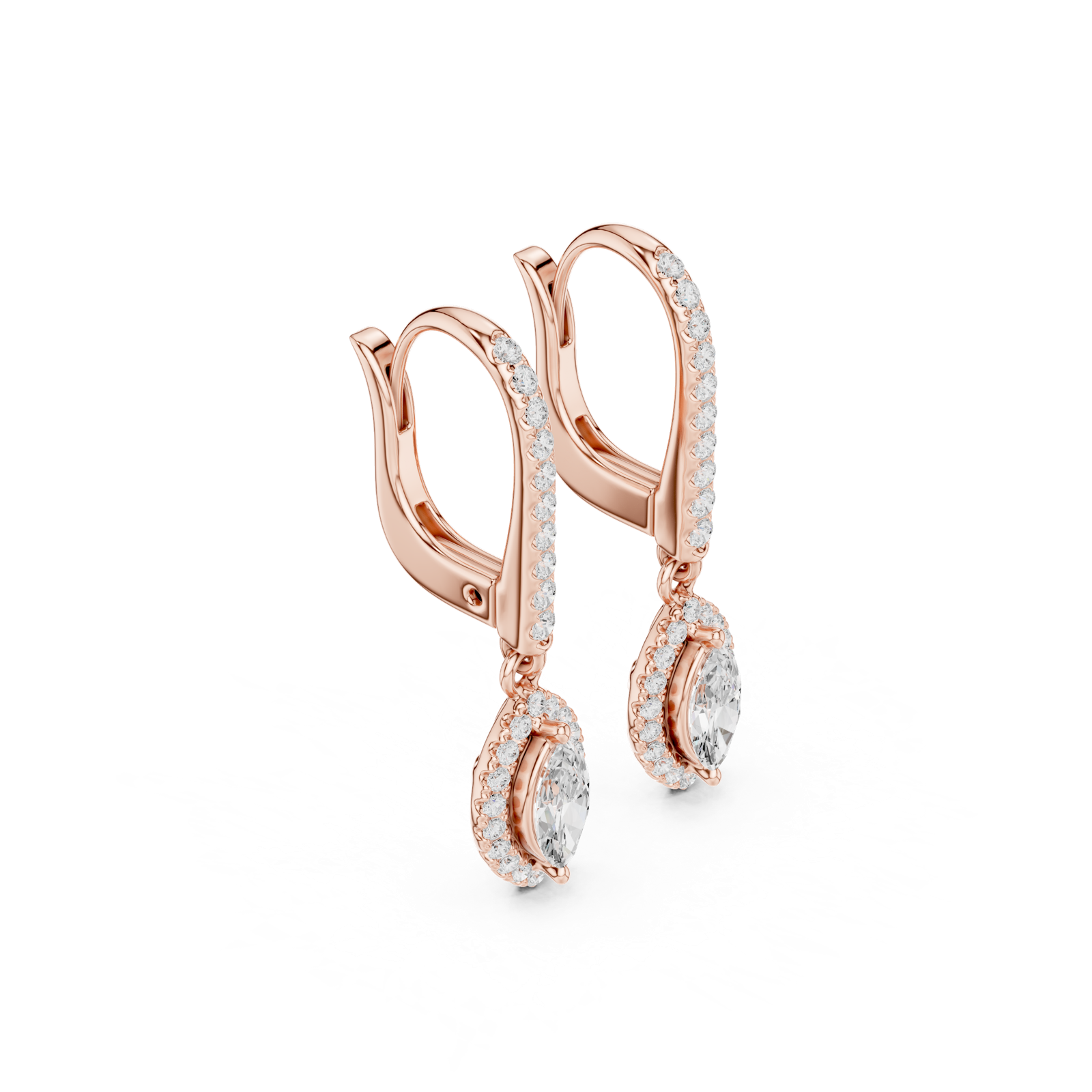 Gold Jewelry DDER-034, Marquise center stone, Rose Gold, view 1