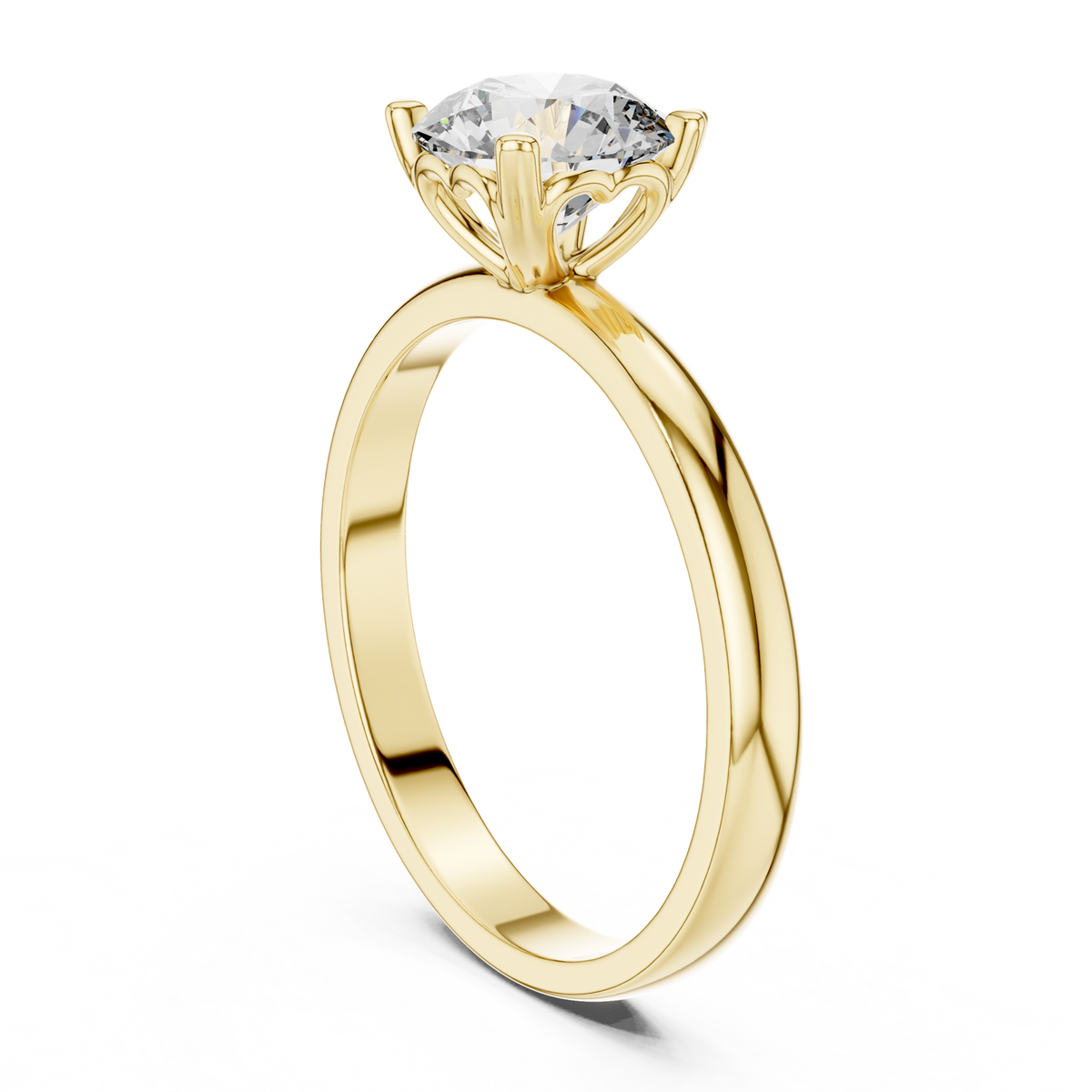 14K Solid Gold Lab Diamond Solitaire Ring, Yellow Gold, view 1