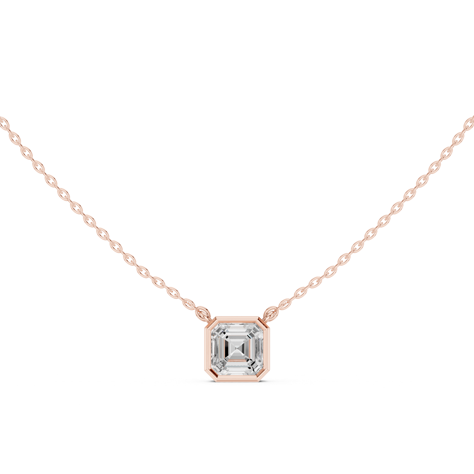Gold Jewelry, Asscher center stone, Rose Gold, view 4