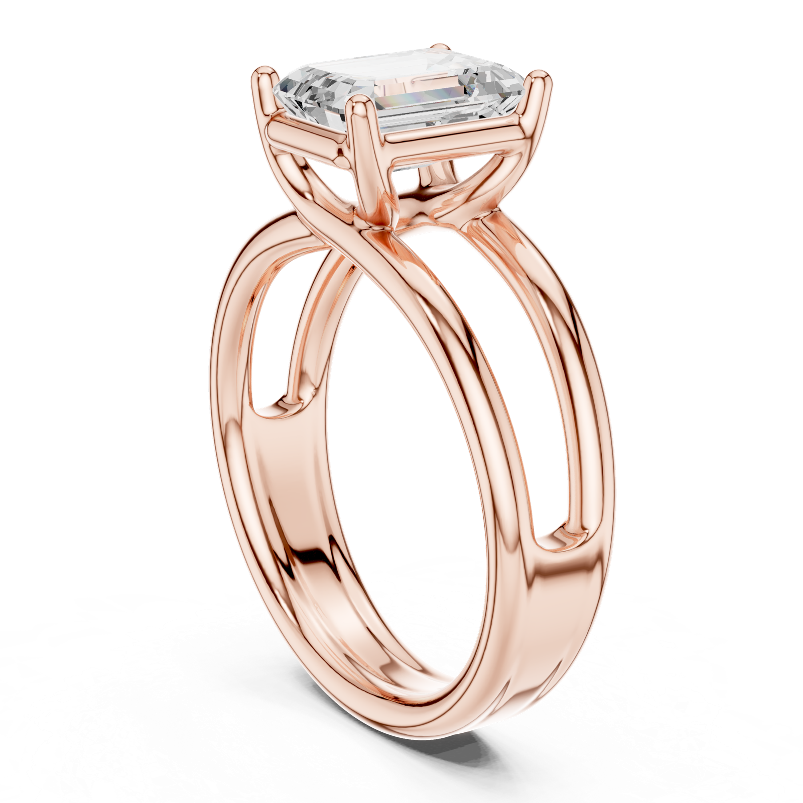 Gold Jewelry L36-9, Emerald center stone, Rose Gold, view 1