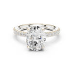 Gold Ring DDLR-161, Oval center stone, White Gold