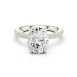 Gold Ring DDLR-161, Oval center stone, White Gold