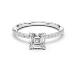 Gold Jewelry, Asscher center stone, White Gold