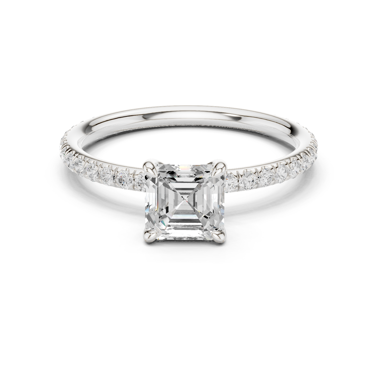 Gold Jewelry, Asscher center stone, White Gold