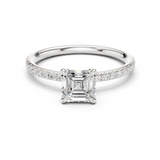 Gold Jewelry, Asscher center stone, White Gold