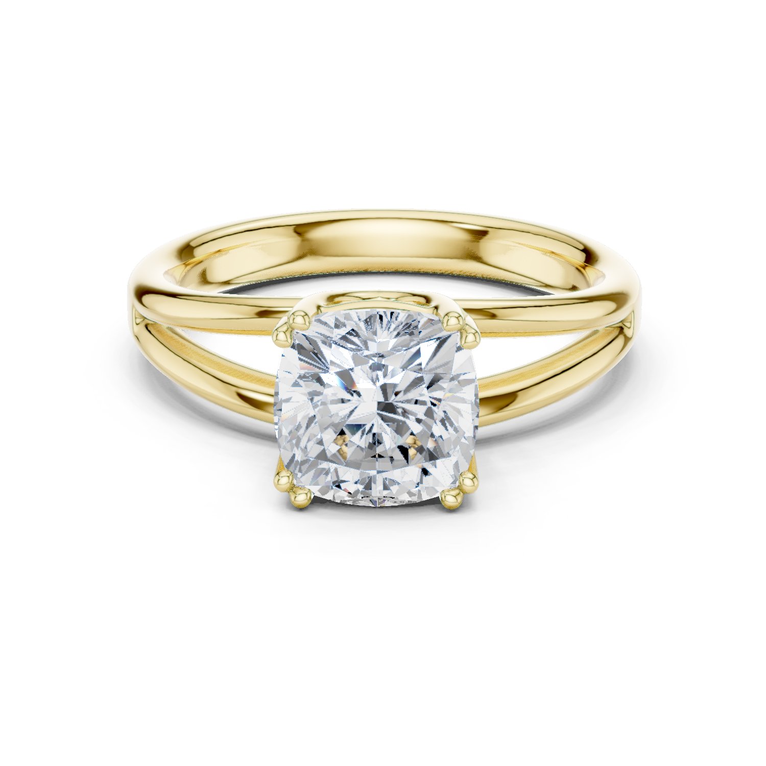 Gold Jewelry L36-7, Cushion center stone, Yellow Gold
