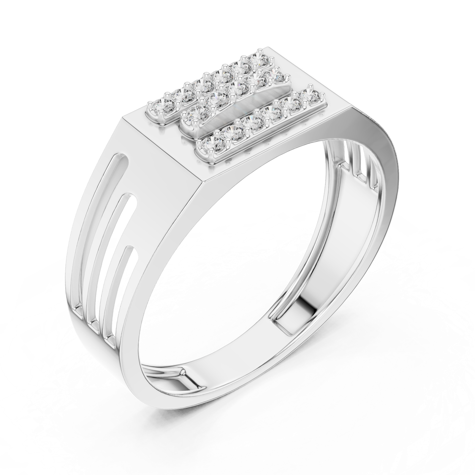 Gold Ring LR-01 (19), White Gold, view 2