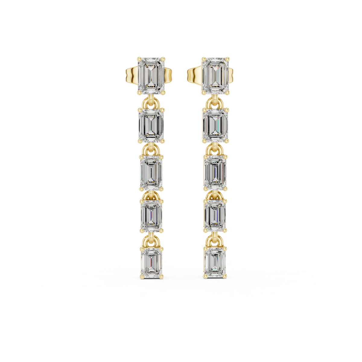14K Solid Gold Lab Diamond Drop Earrings, Yellow Gold