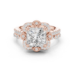 Gold Ring DDLR-442, Princess center stone, Rose Gold