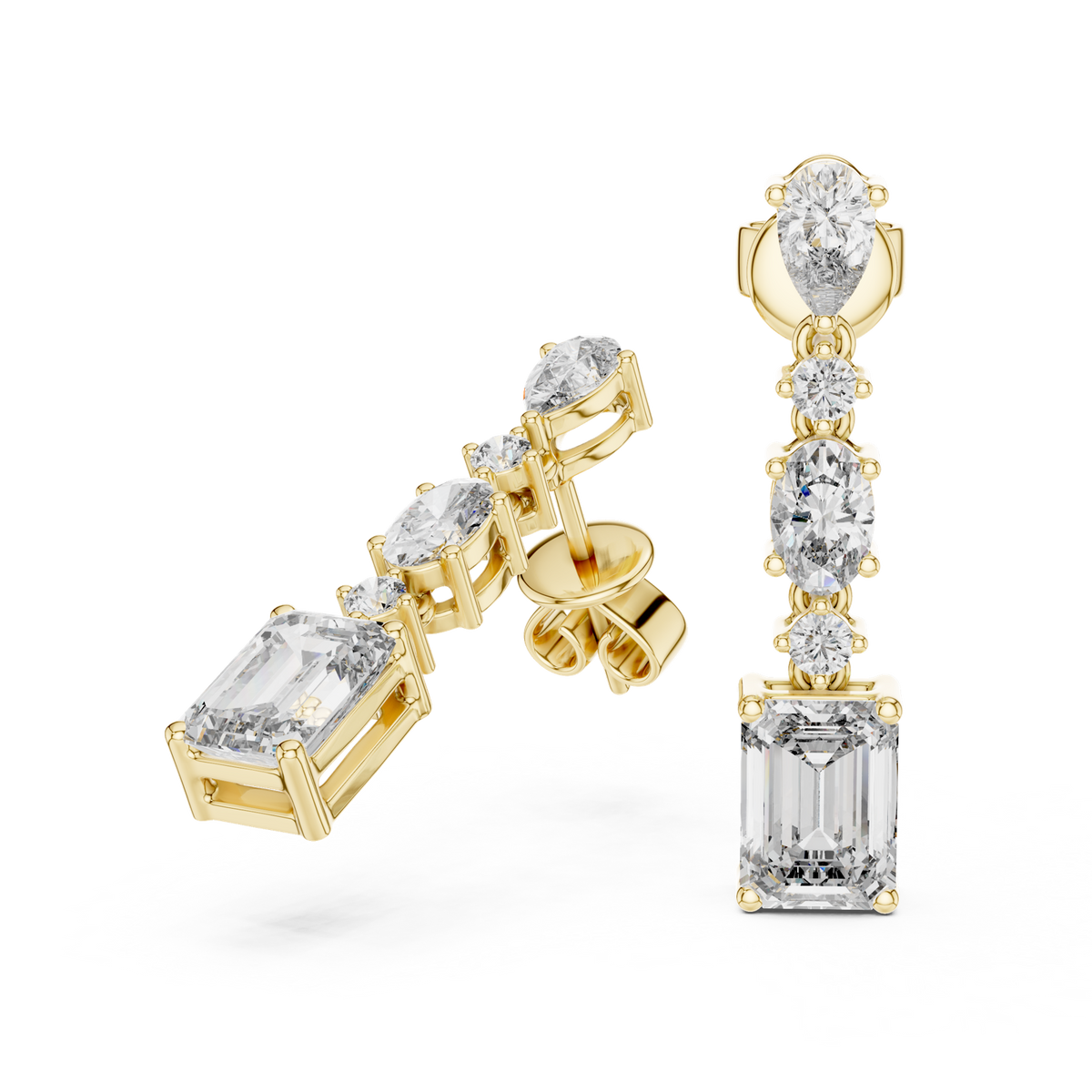 14K Solid Gold Lab Diamond Drop Earrings, Yellow Gold, view 1