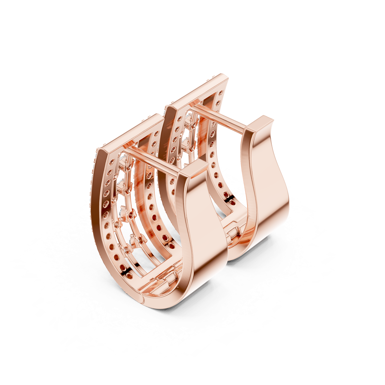 Gold Earrings 9-10001E, Rose Gold, view 2