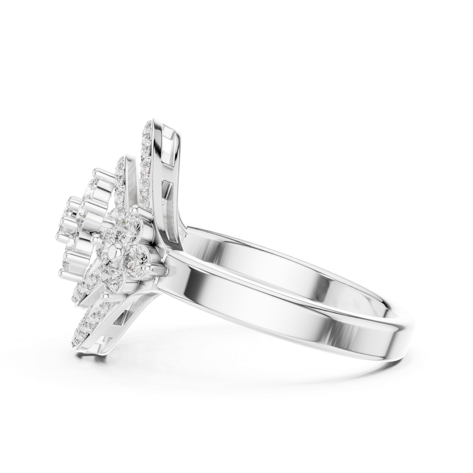 14K Solid Gold Lab Diamond Halo Ring, White Gold, view 3