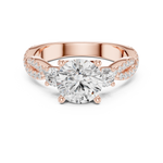Gold Ring DDLR-281, Round center stone, Rose Gold, view 4