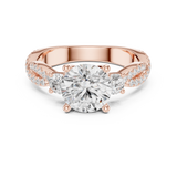 Gold Ring DDLR-281, Round center stone, Rose Gold, view 4