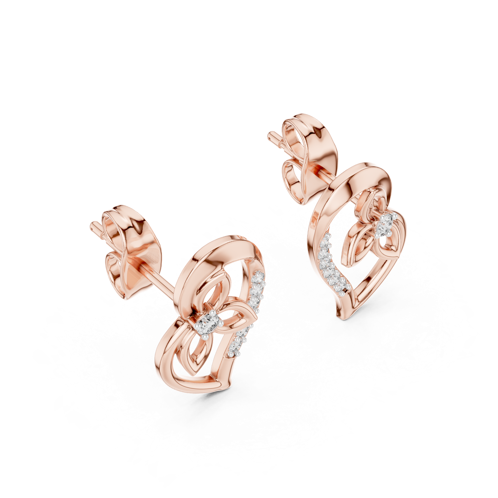 Gold Earrings 12-10031@E, Rose Gold, view 2
