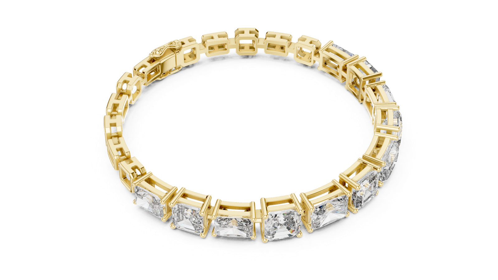 14K Solid Gold Lab Diamond Bracelet, Yellow Gold, view 2