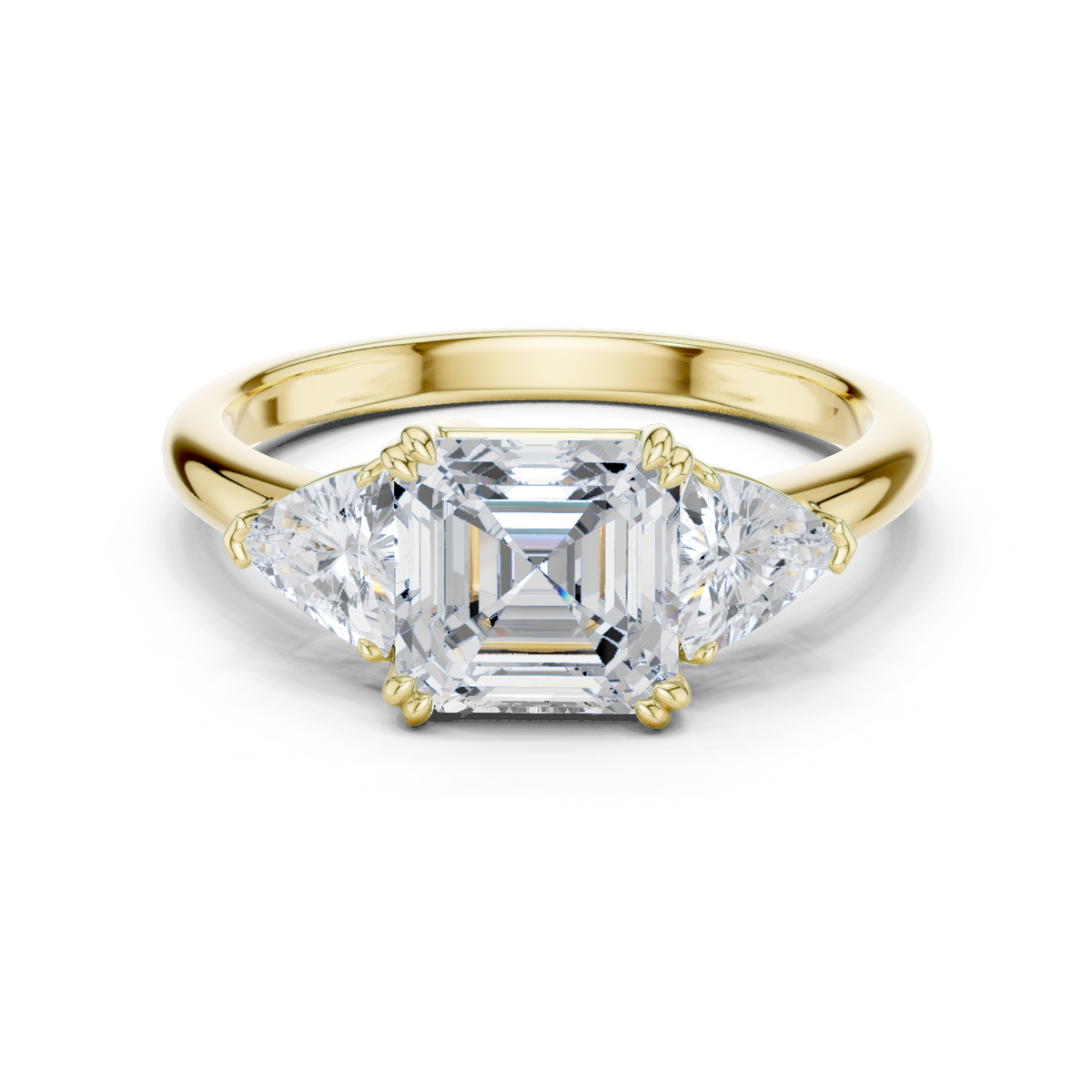 Gold Ring, Asscher center stone, Yellow Gold