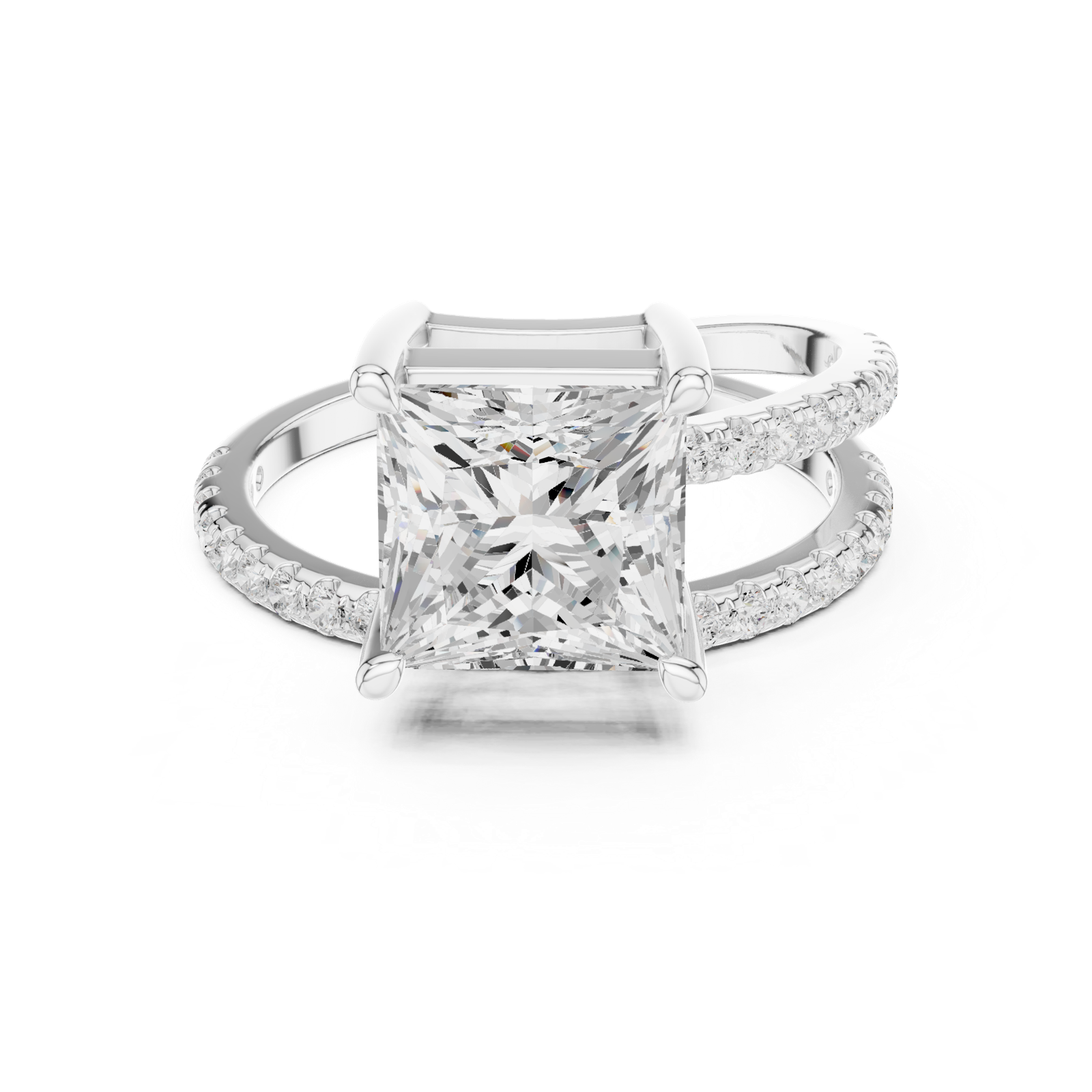 Gold Jewelry L35-39, Princess center stone, White Gold, view 4