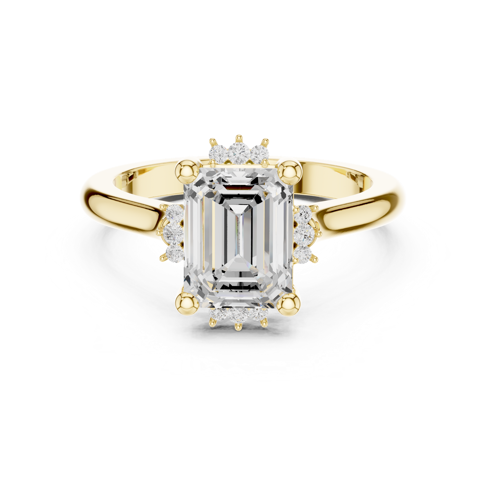 Gold Jewelry, Emerald center stone, Yellow Gold, view 4